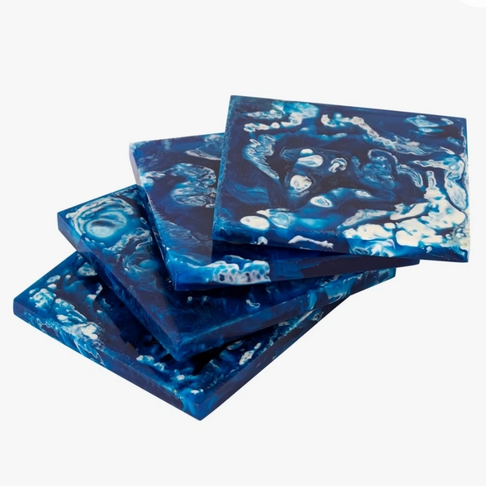 Blue Marble Coaster Set